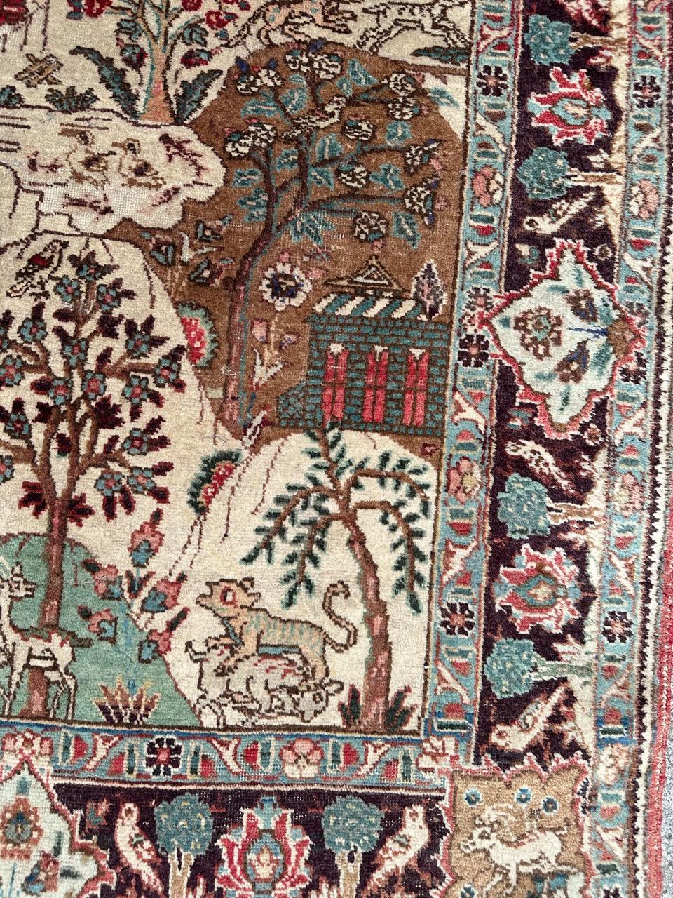 Asian Pretty mid century pictural Tabriz rug For Sale