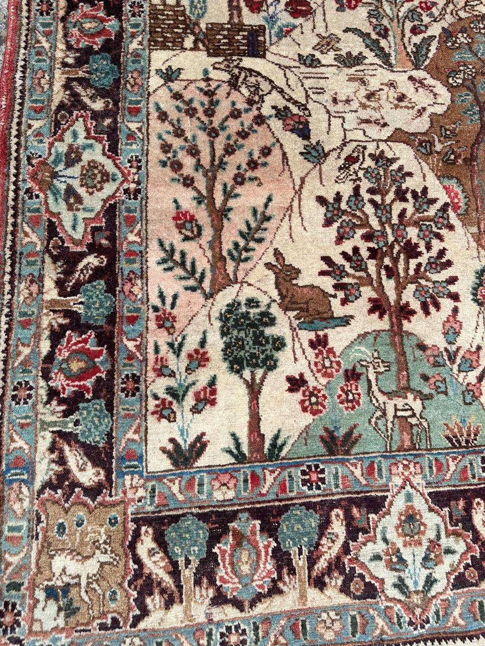 Hand-Knotted Pretty mid century pictural Tabriz rug For Sale