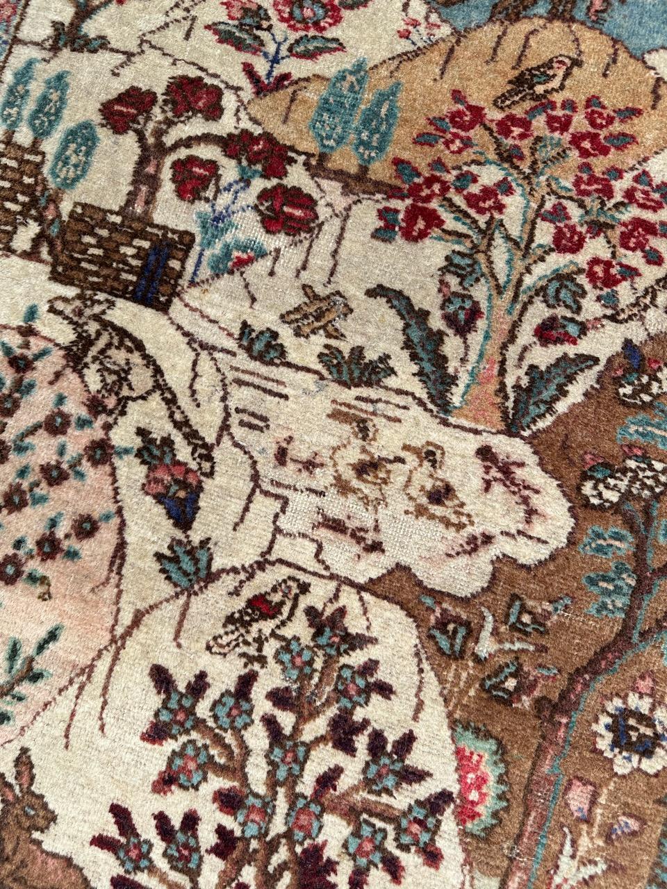 20th Century Pretty mid century pictural Tabriz rug For Sale