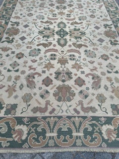 Bobyrug’s Pretty mid century Portuguese needlepoint rug