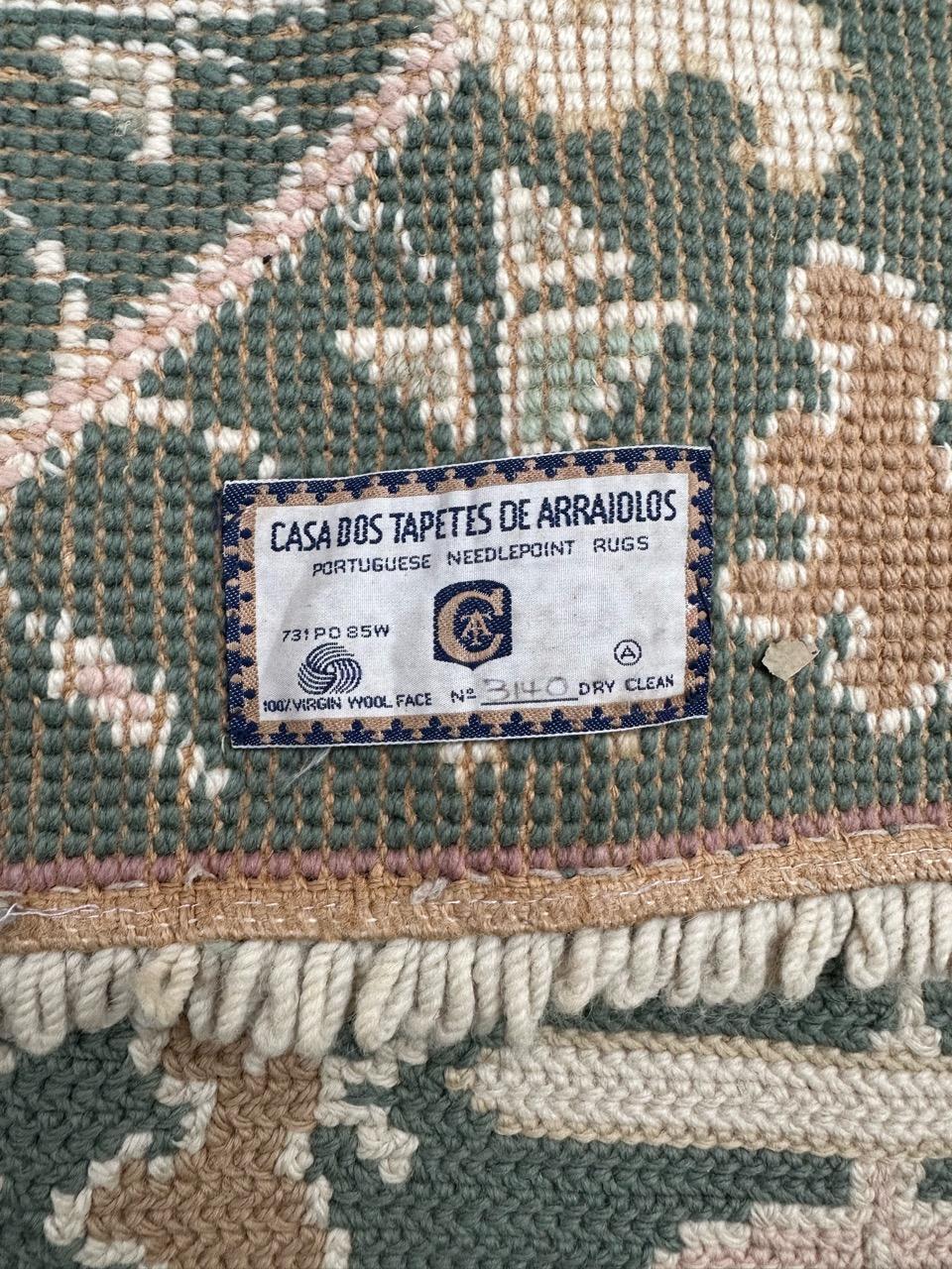Bobyrug’s Pretty mid century Portuguese needlepoint rug  For Sale 13