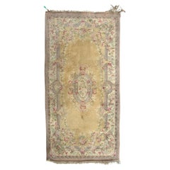 Vintage Pretty mid century savonnerie design Indian rug 