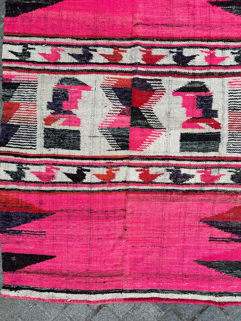 Tribal Pretty mid century South American woven tapestry rug For Sale