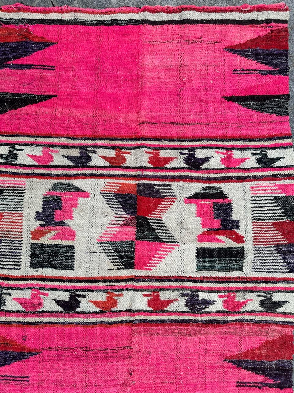 Hand-Woven Pretty mid century South American woven tapestry rug For Sale