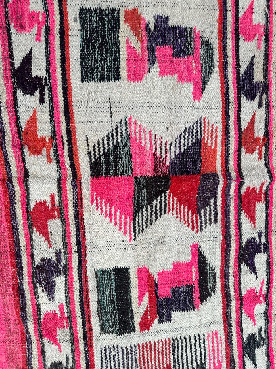 Wool Pretty mid century South American woven tapestry rug For Sale