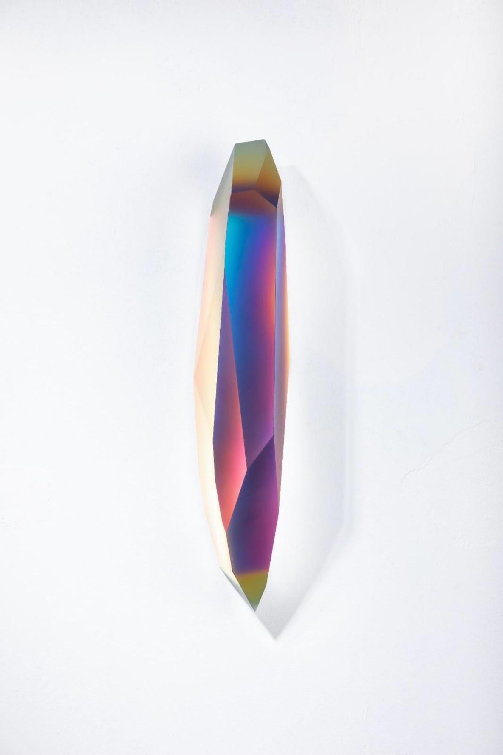 Pretty Mirage 0205 by Lukas Novak
Dimensions: W 16 x D 16 x H 63 cm
Materials: Cut Glass, Crystal, Color Gradient

The Pretty Mirage series is made out of wall crystals. It is a unique composition of cuts in glass and a color gradient. Lukas Novak