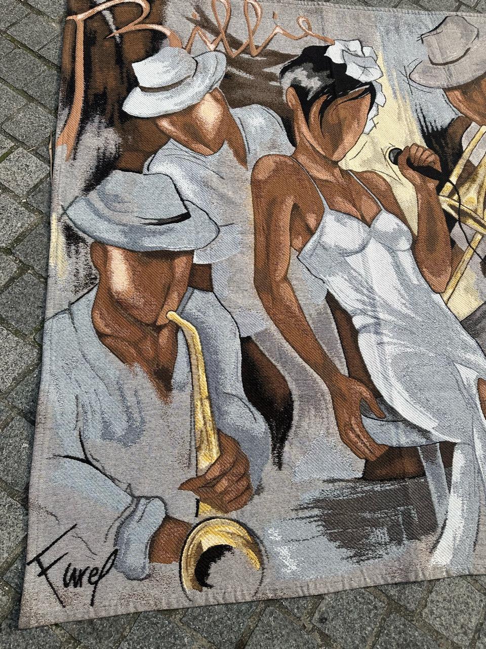 Machine-Made Pretty modern Aubusson style Jaquar Tapestry,  « by Farel » For Sale