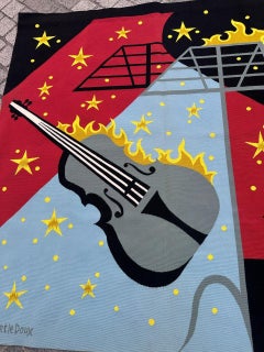 Jolie tapisserie d'Aubusson moderne de style français, signée « Jean Picart Le Doux » : « Concerto de Ravel »