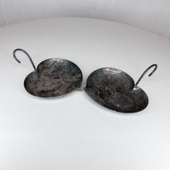 Modern Sculptural Heart Dish in Patinated Silverplate Set of Two