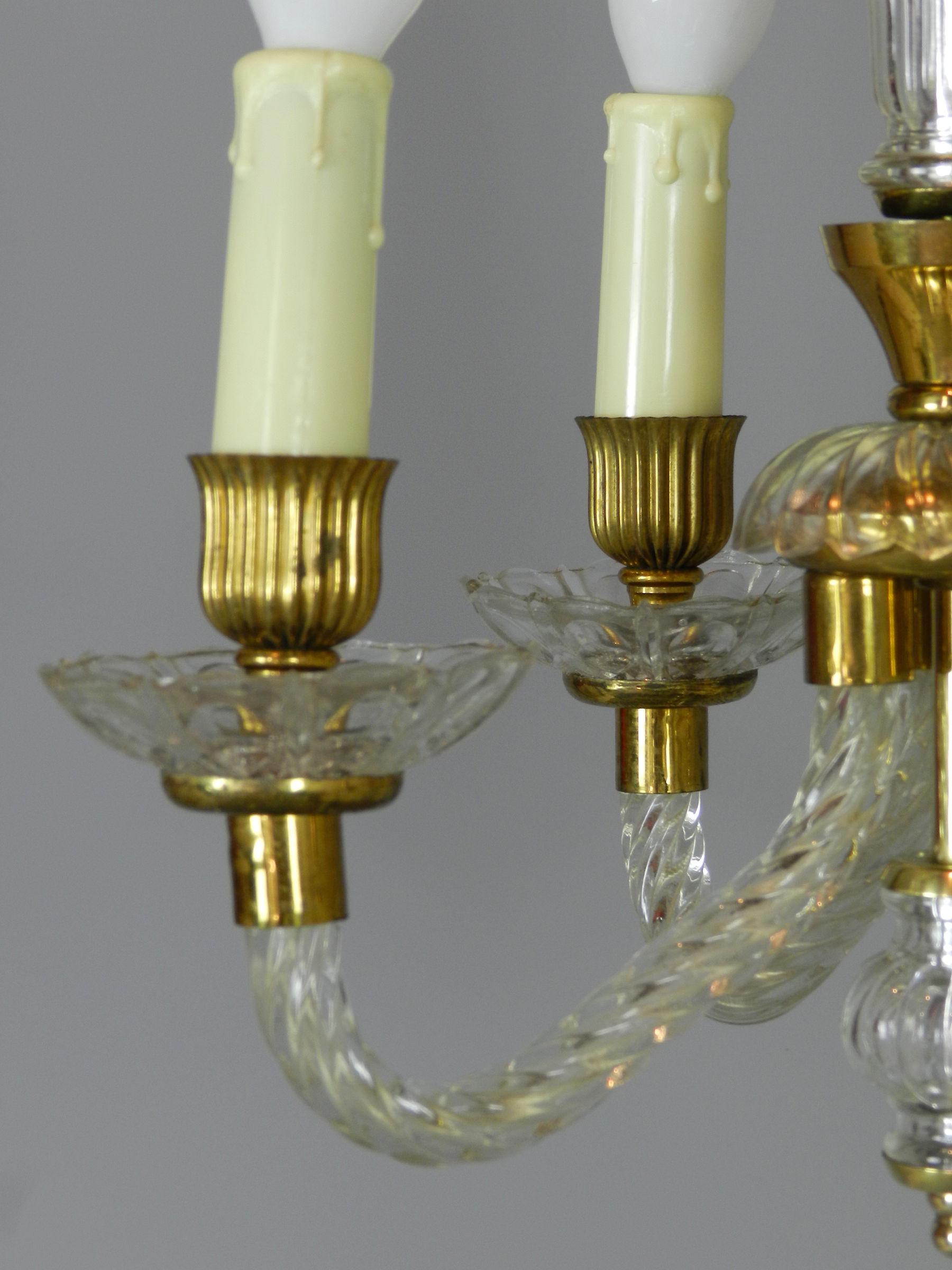 Gold Plate Pretty Murano Glass Chandelier For Sale