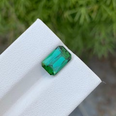 Pretty Natural Loose Green Lagoon Tourmaline 3.55 Carat Emerald Shape Gemstone