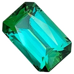 Pretty Natural Loose Green Lagoon Tourmaline 3.55 Carat Emerald Shape Gemstone 