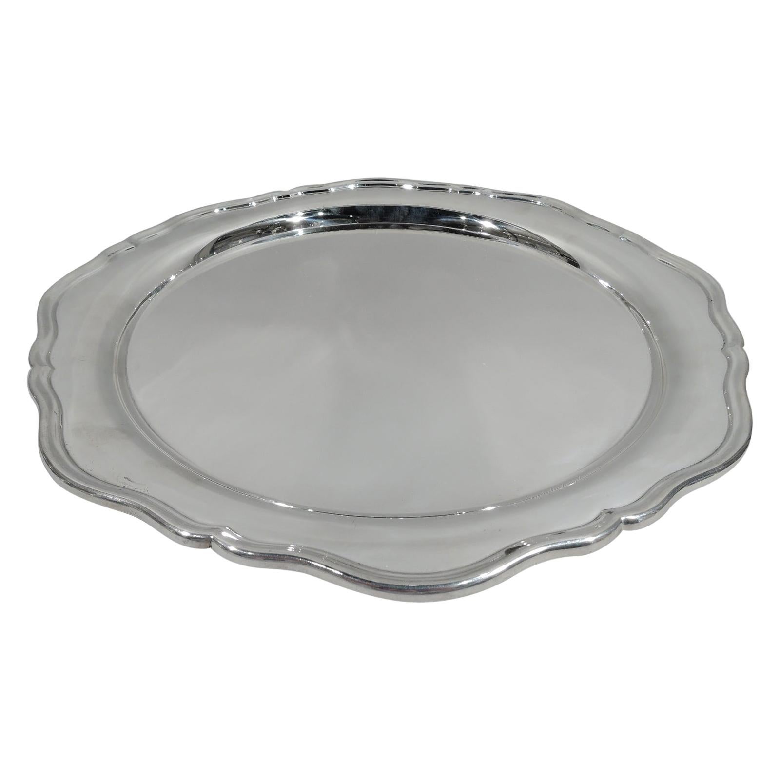 Pretty Old-Fashioned English Sterling Silver Serving Tray