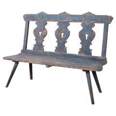Pretty Painted Austrian Settle Antique Pretty Painted Austrian Settle