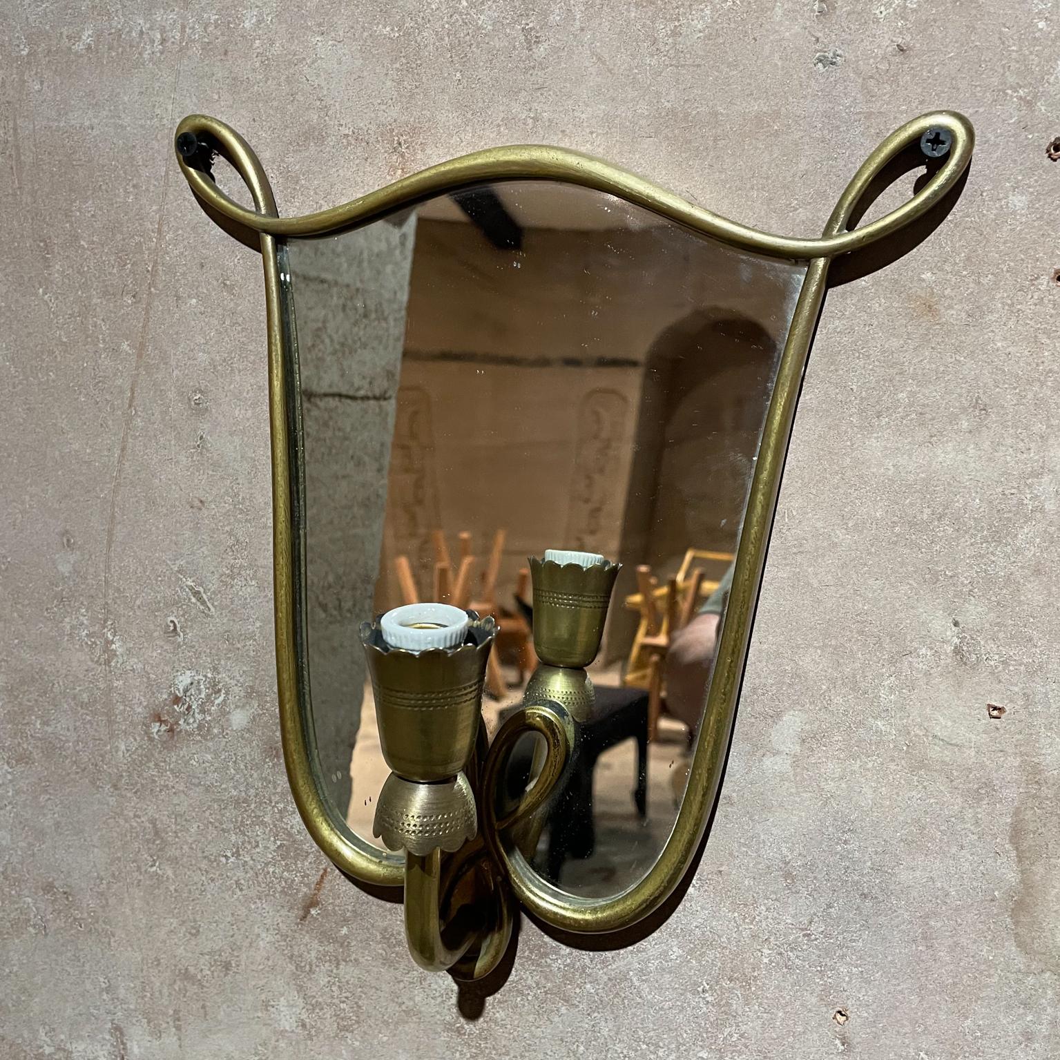  1950s Antique Mirror and Bronze Wall Sconces Style of Gio Ponti Italy 4