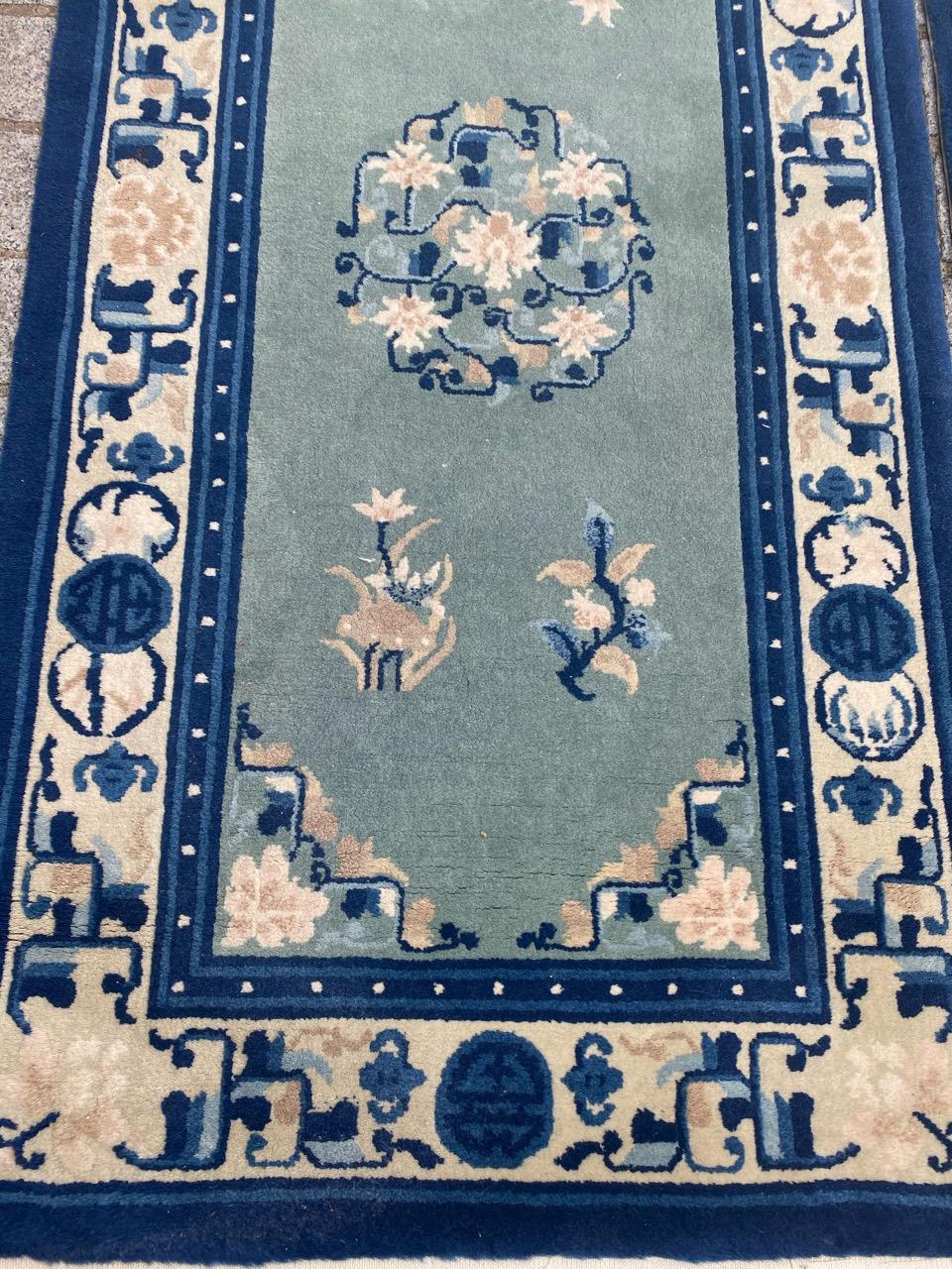 Hand-Knotted Pretty Pair of Chinese Beijing Art Deco Rugs