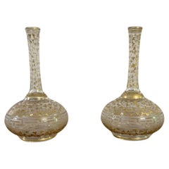 Pretty pair of French antique gilt decorated bottles