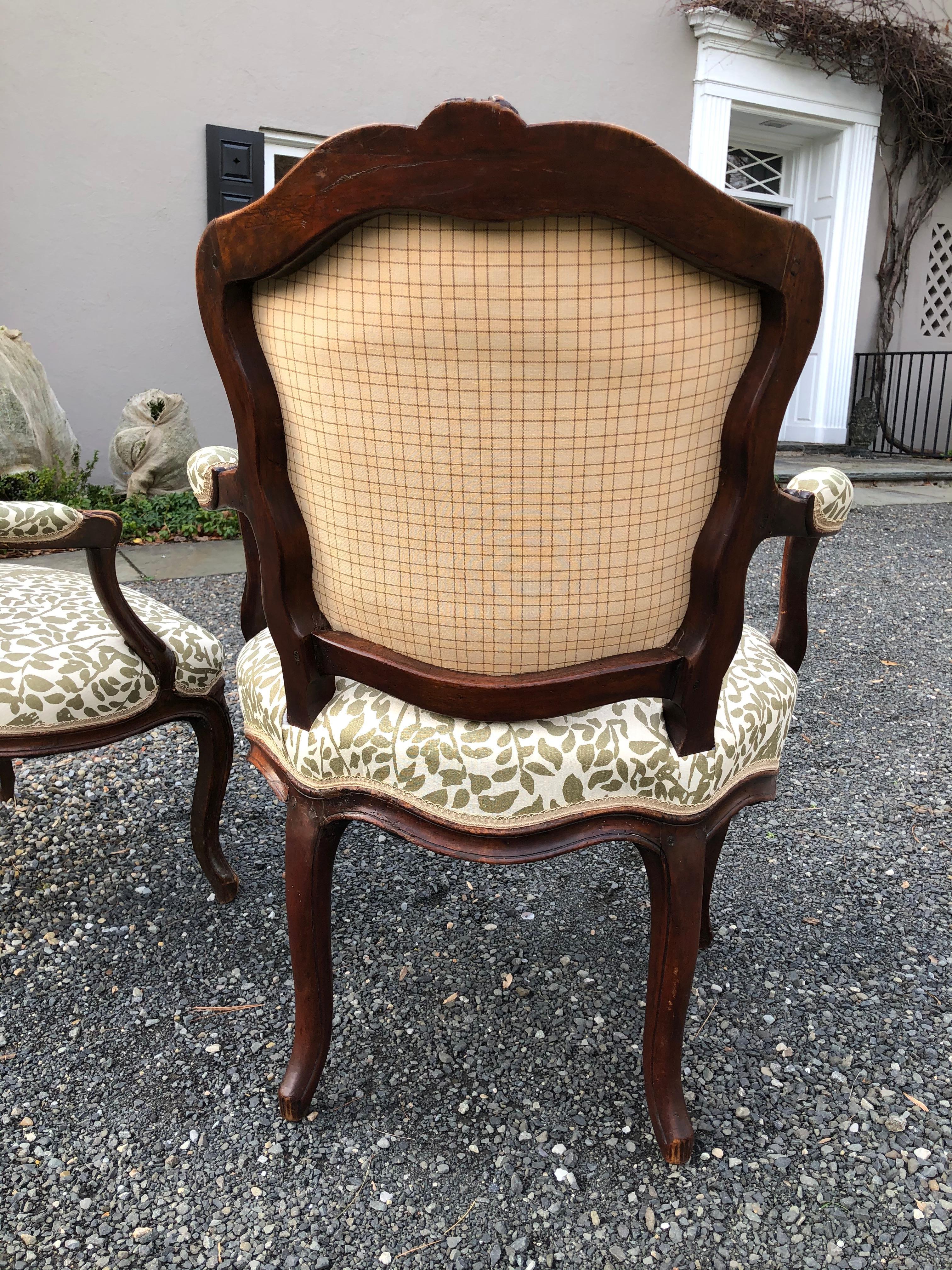 Pretty Pair of French Louis XV His and Her Armchairs 5