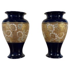 Pretty pair of quality antique Royal Doulton vases
