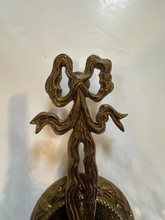 Pretty Pair of Vintage Brass and Crystal Wall Sconces