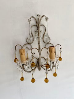Pretty Pair Vintage Italian Florentine Sconces