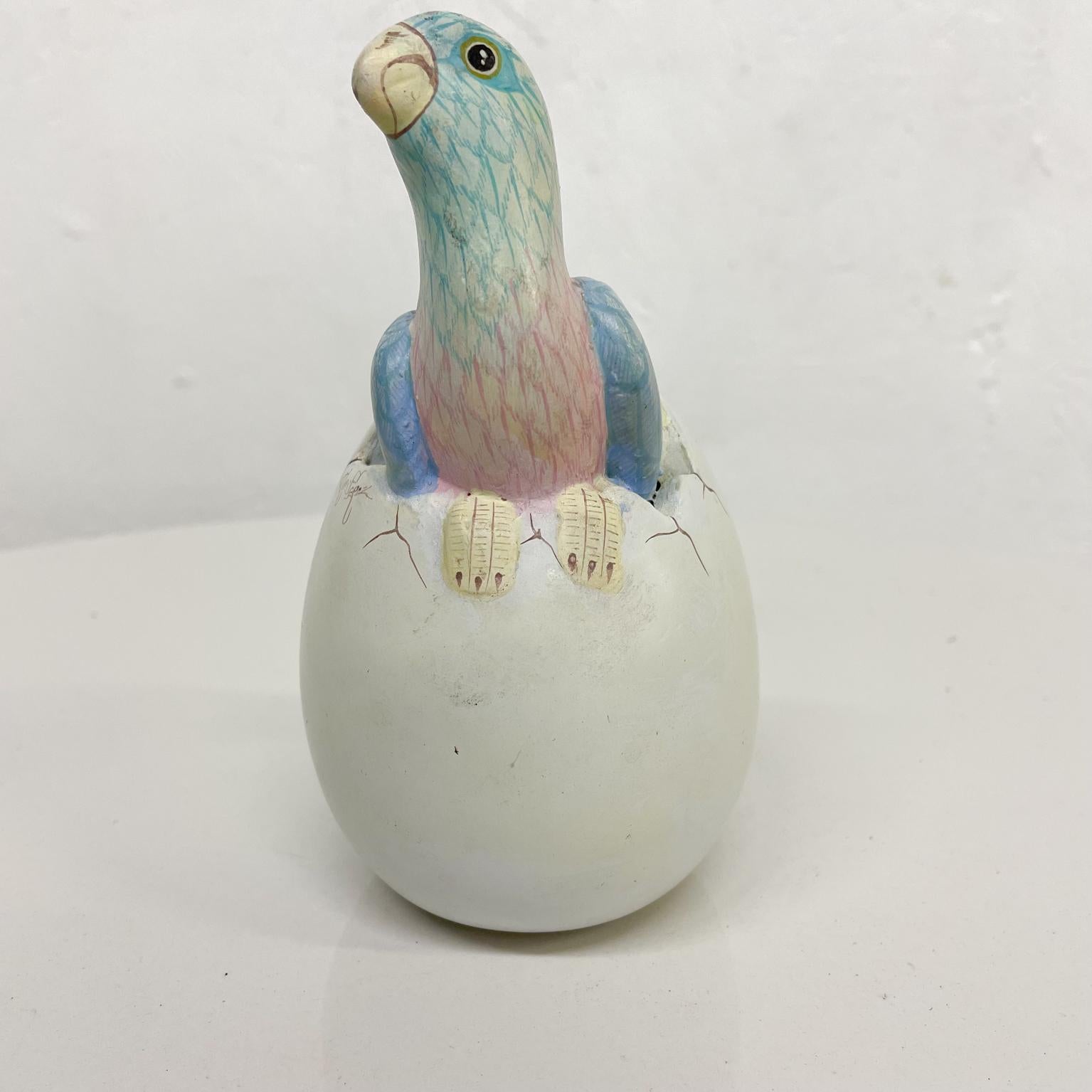 Mexican Pretty Parrot Egg Hatching Ceramic Art Sculpture Mexico Sergio Bustamante 1980s