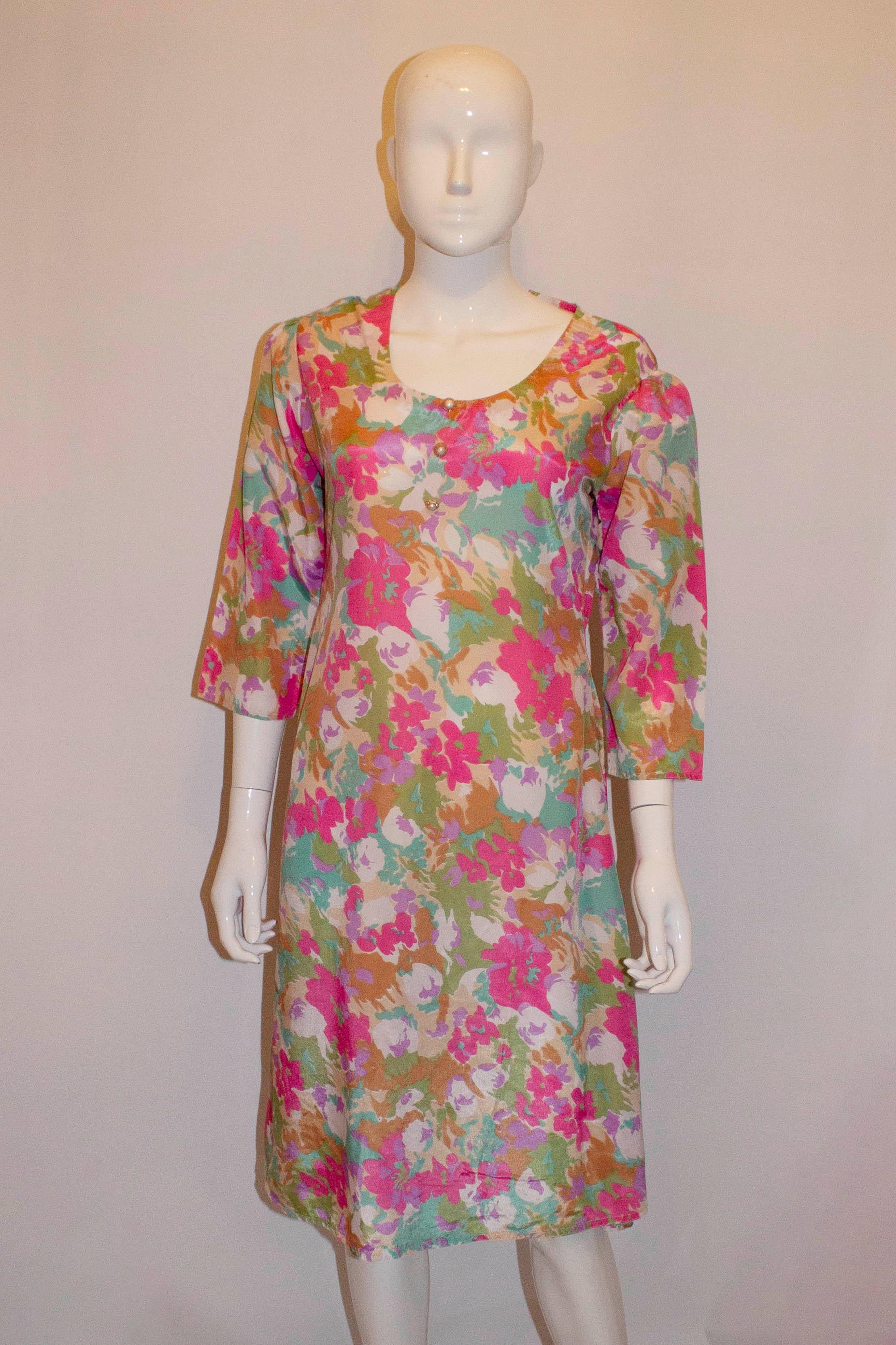 Pretty Print Vintage Summer Dress In Good Condition For Sale In London, GB