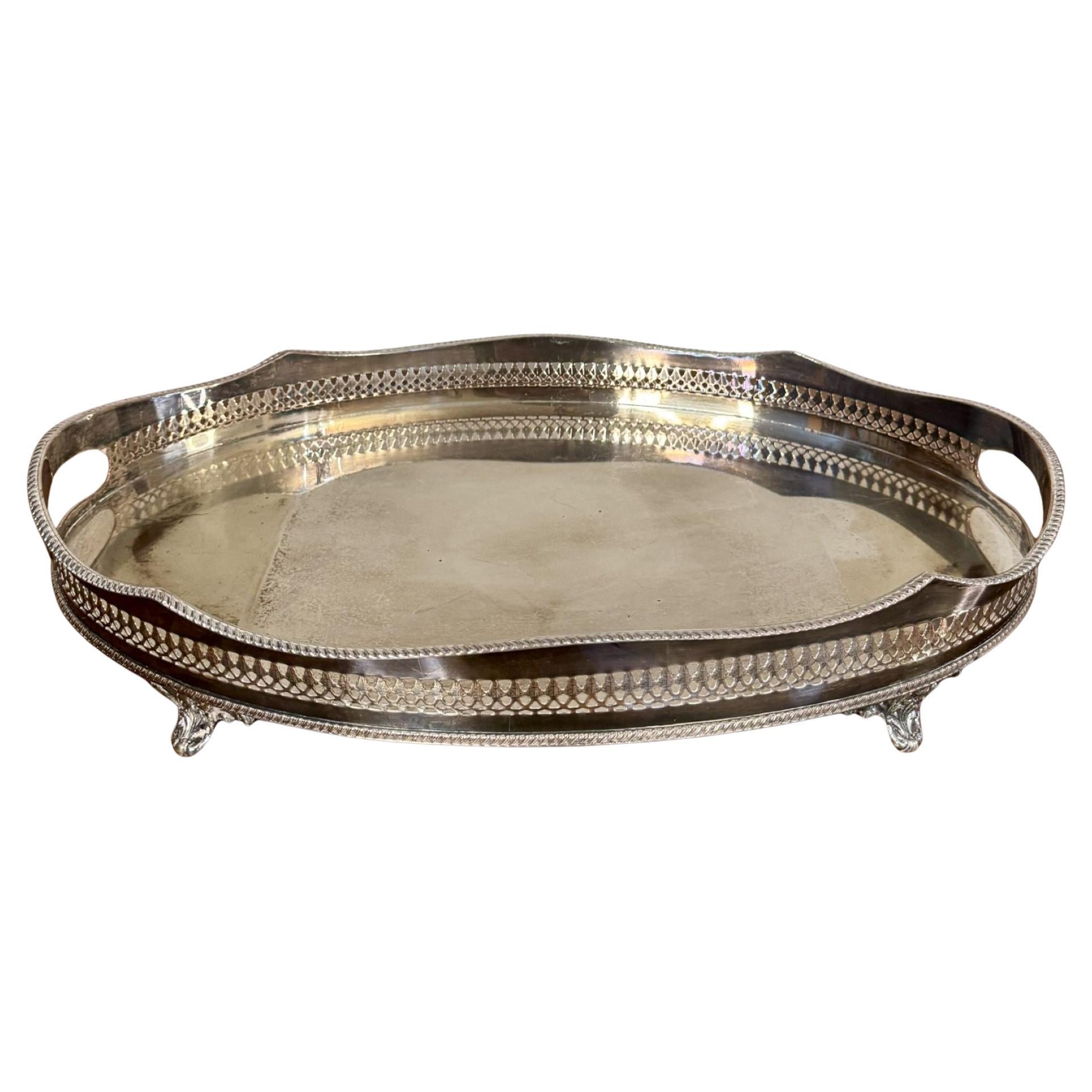 Pretty quality antique Edwardian silver plated tray