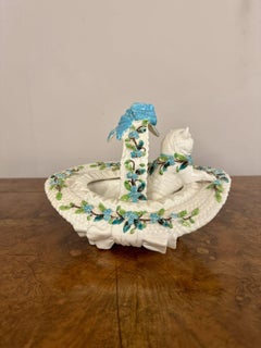Pretty quality antique Victorian porcelain basket