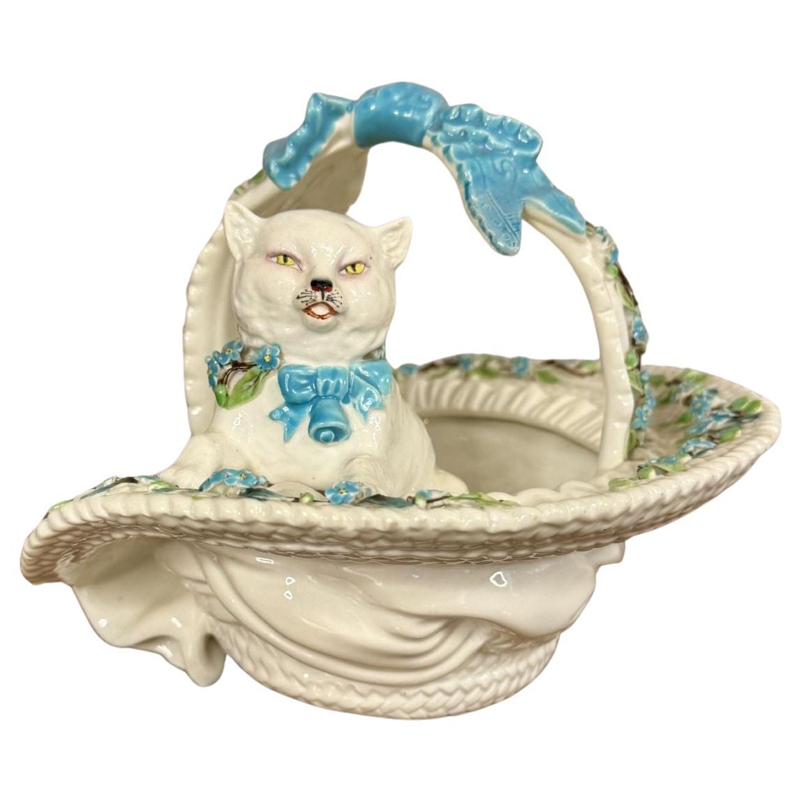 Pretty quality antique Victorian porcelain basket For Sale