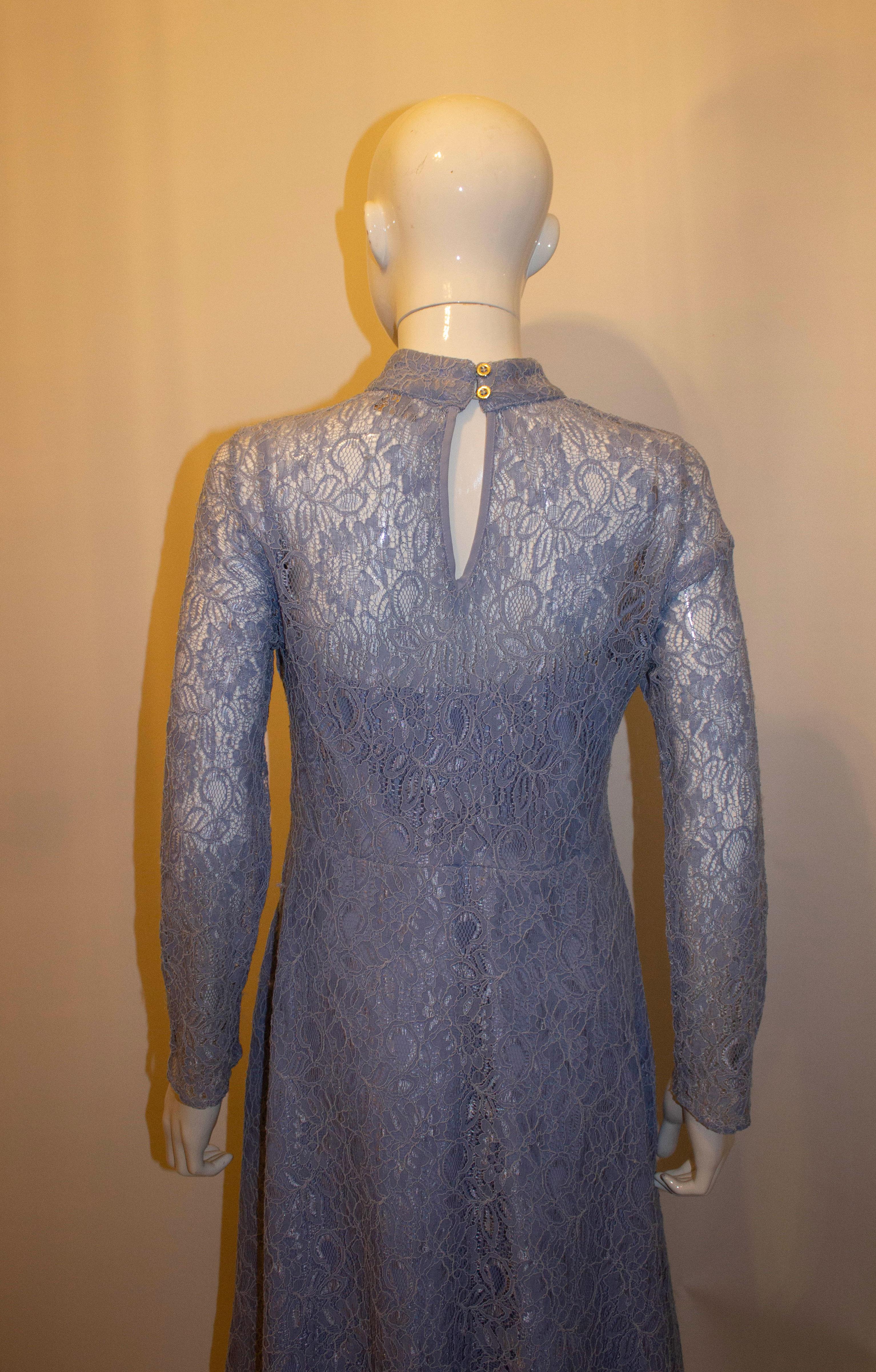 Pretty Roberta Biagi Blue Lace Dress In Good Condition For Sale In London, GB