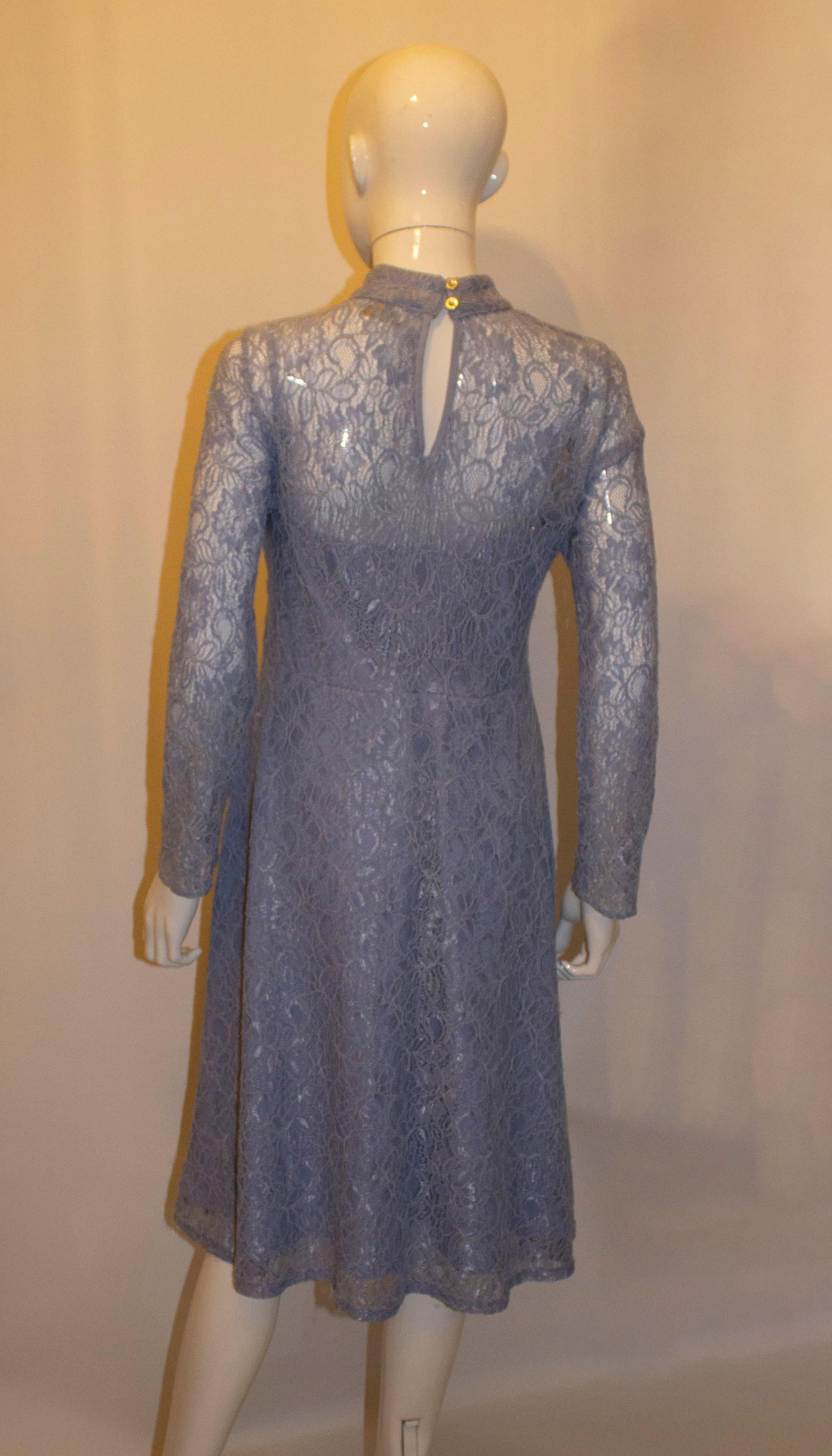 Women's Pretty Roberta Biagi Blue Lace Dress For Sale