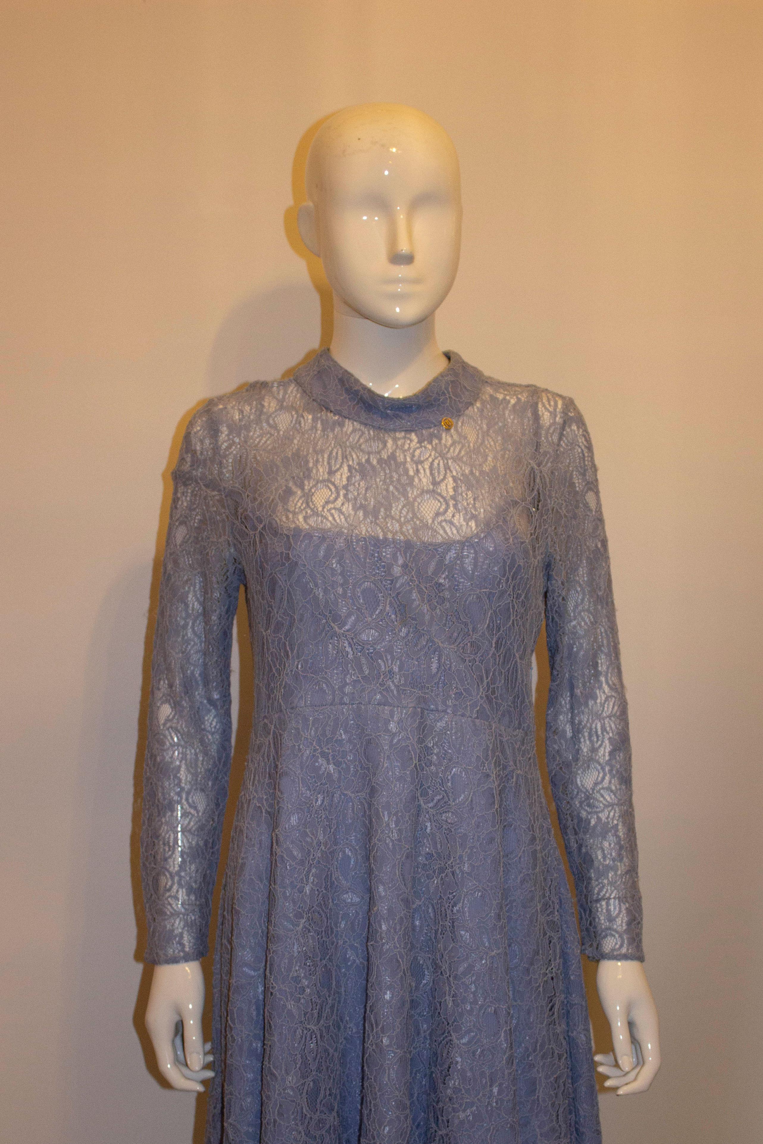 Pretty Roberta Biagi Blue Lace Dress For Sale 1