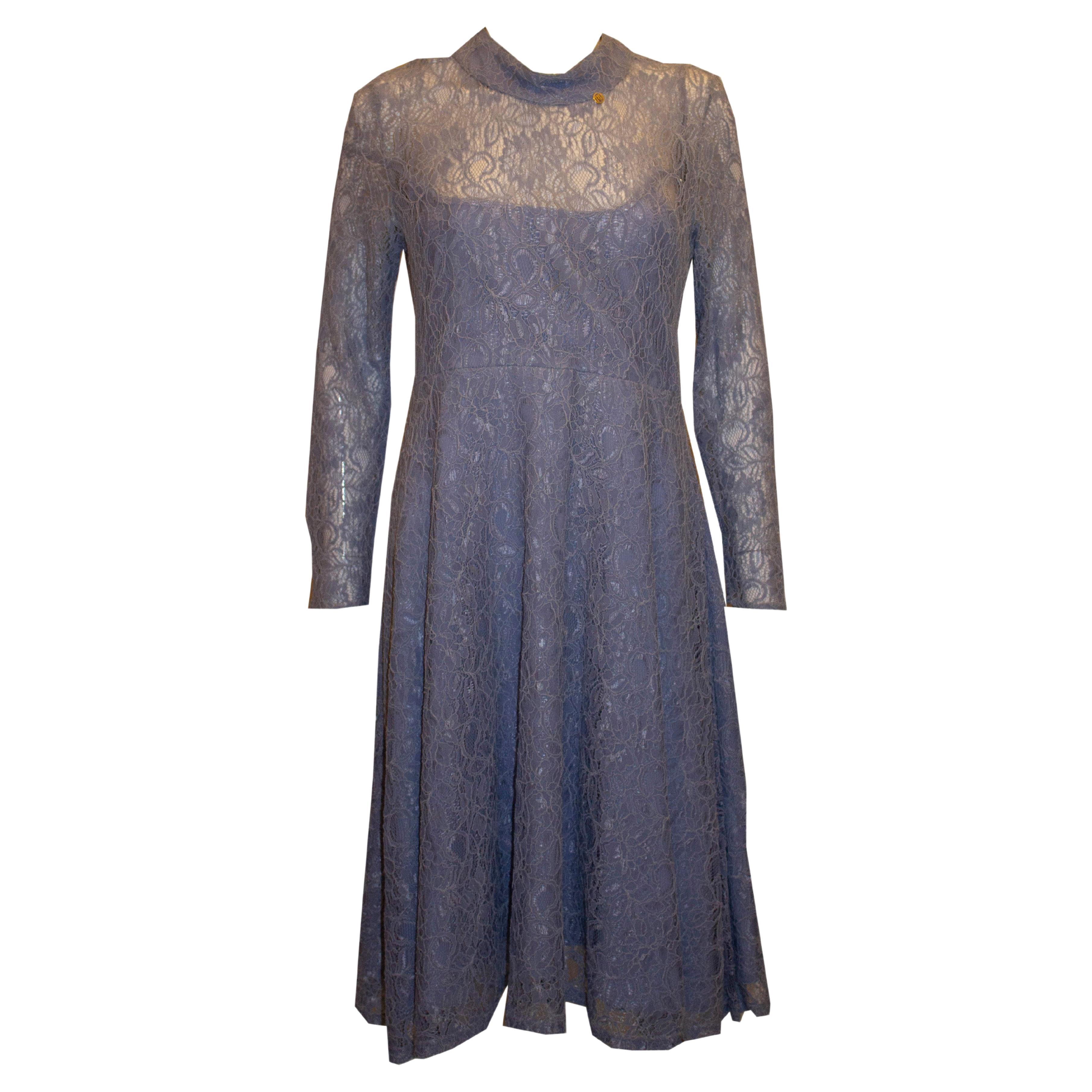 Pretty Roberta Biagi Blue Lace Dress For Sale