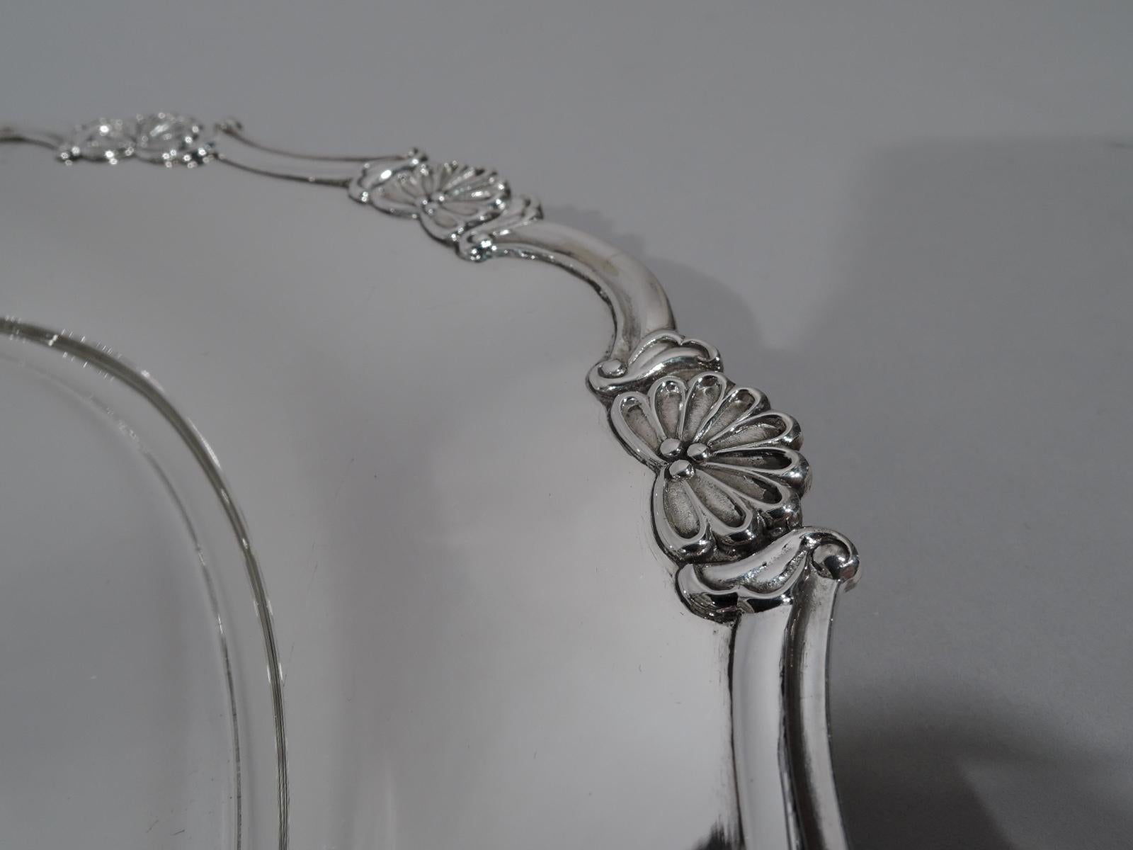 Pretty Scroll and Shell Silver Serving Tray In Excellent Condition In New York, NY