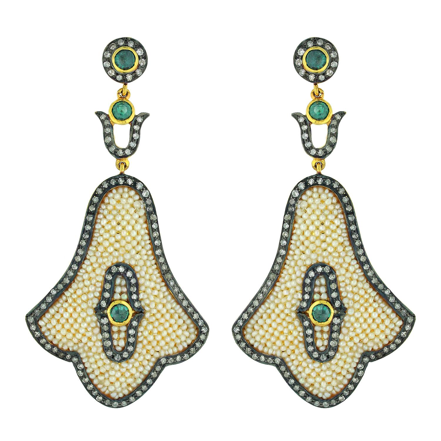 pearl earrings with diamonds around