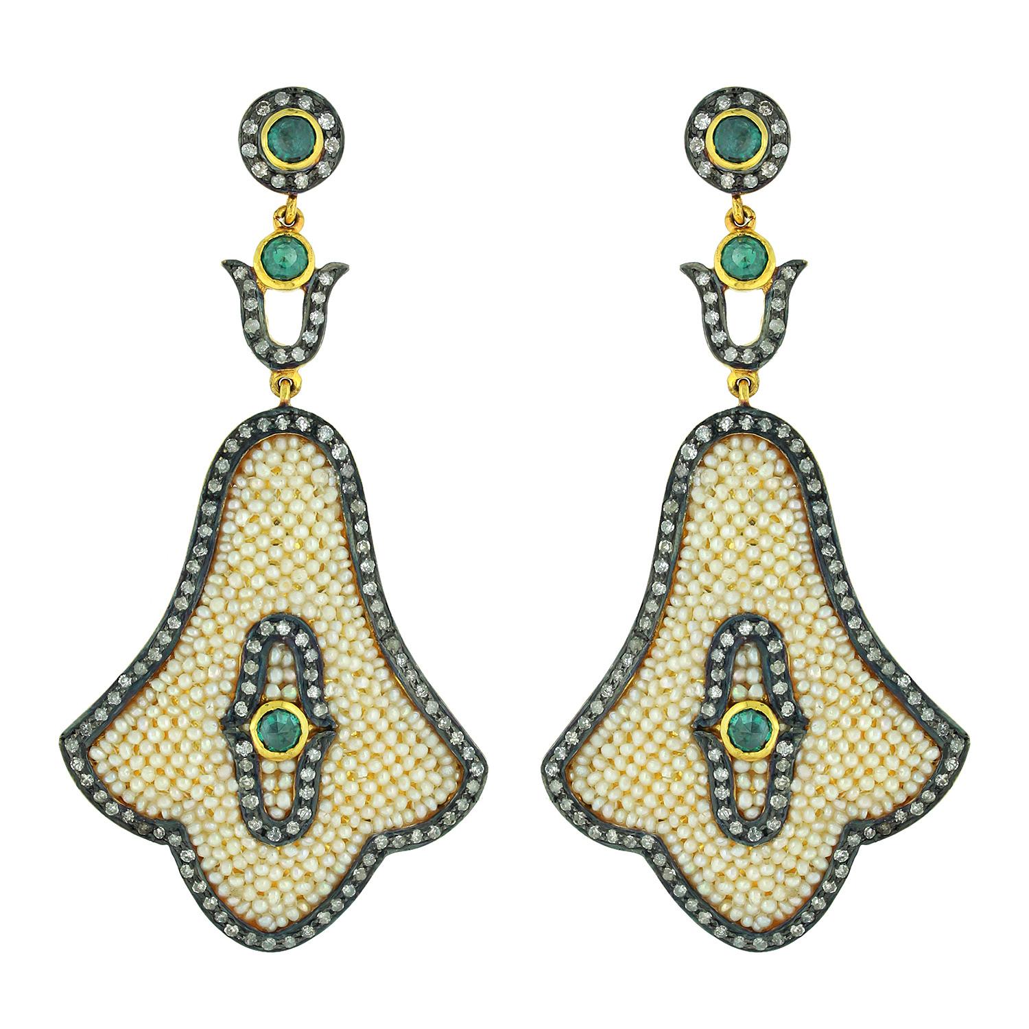 pearl earrings with diamonds around