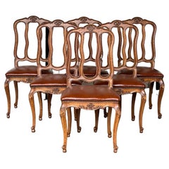 Antique Pretty Set6 French Oak Dining Chairs