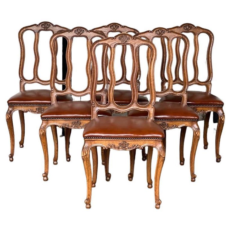 Pretty Set6 French Oak Dining Chairs For Sale at 1stDibs