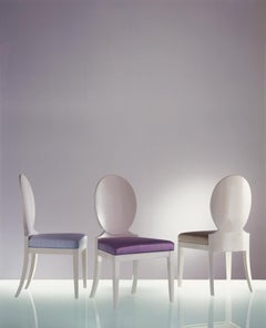 PRETTY Chair in Solid Wood and Red Velvet Padded Seat - white finish