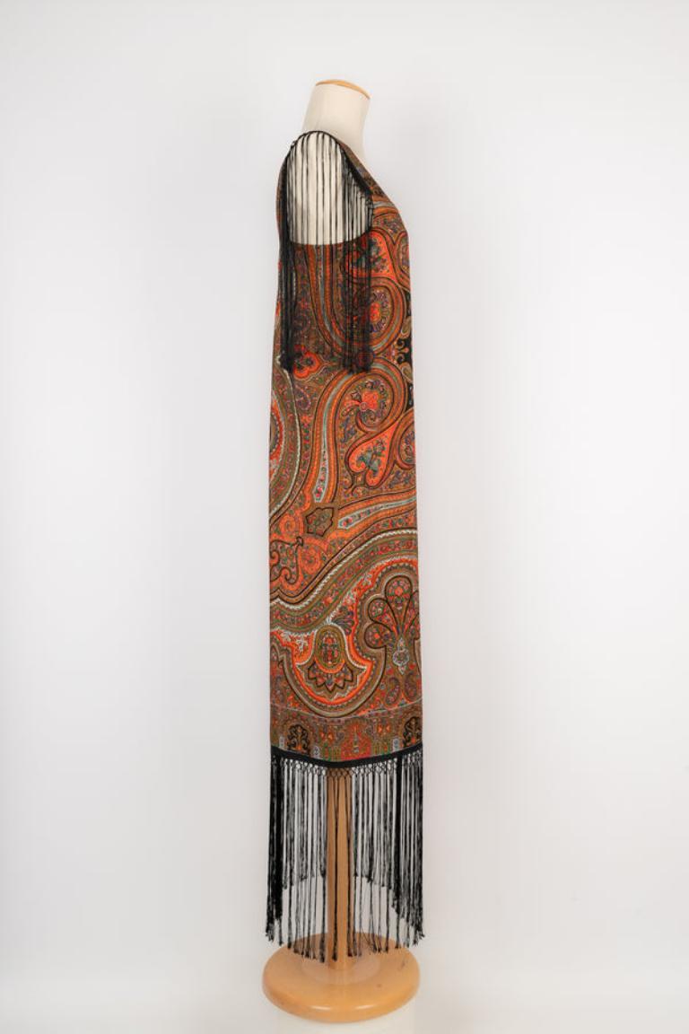 Women's Pretty Silk Dress wth Fringes, 1930s For Sale