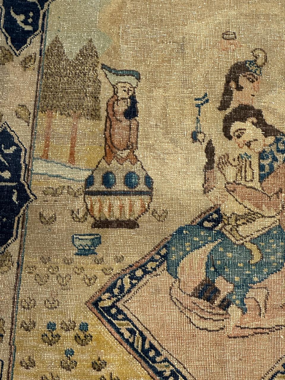 Grazioso piccolo tappeto Tabriz pittorico del XIX secolo in vendita 13