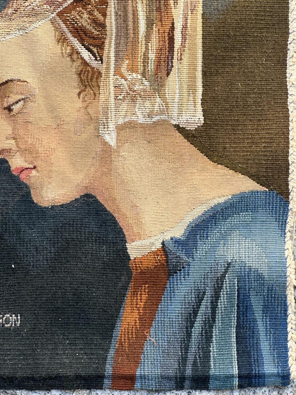 Grazioso arazzo Aubusson antico francese tessuto a mano 