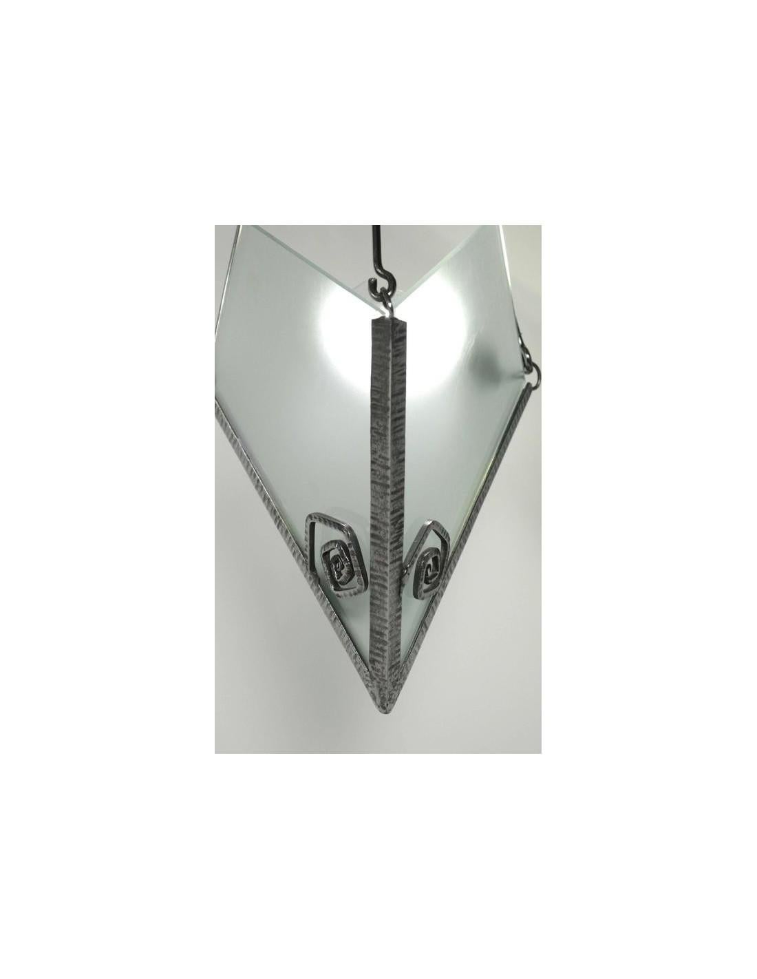 Graziosa piccola lampada Art Deco in vetro acidato e acciaio, circa 1930 in vendita 1