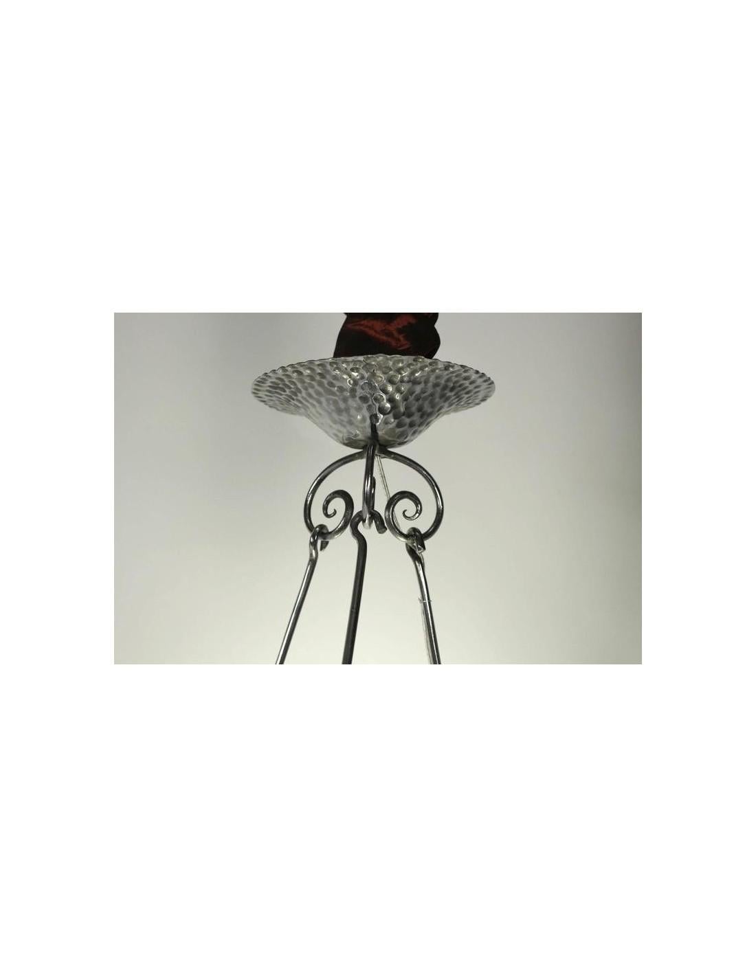 Pretty Small Art Deco Light Fixture in Etched Glass and Steel, circa 1930 For Sale 2