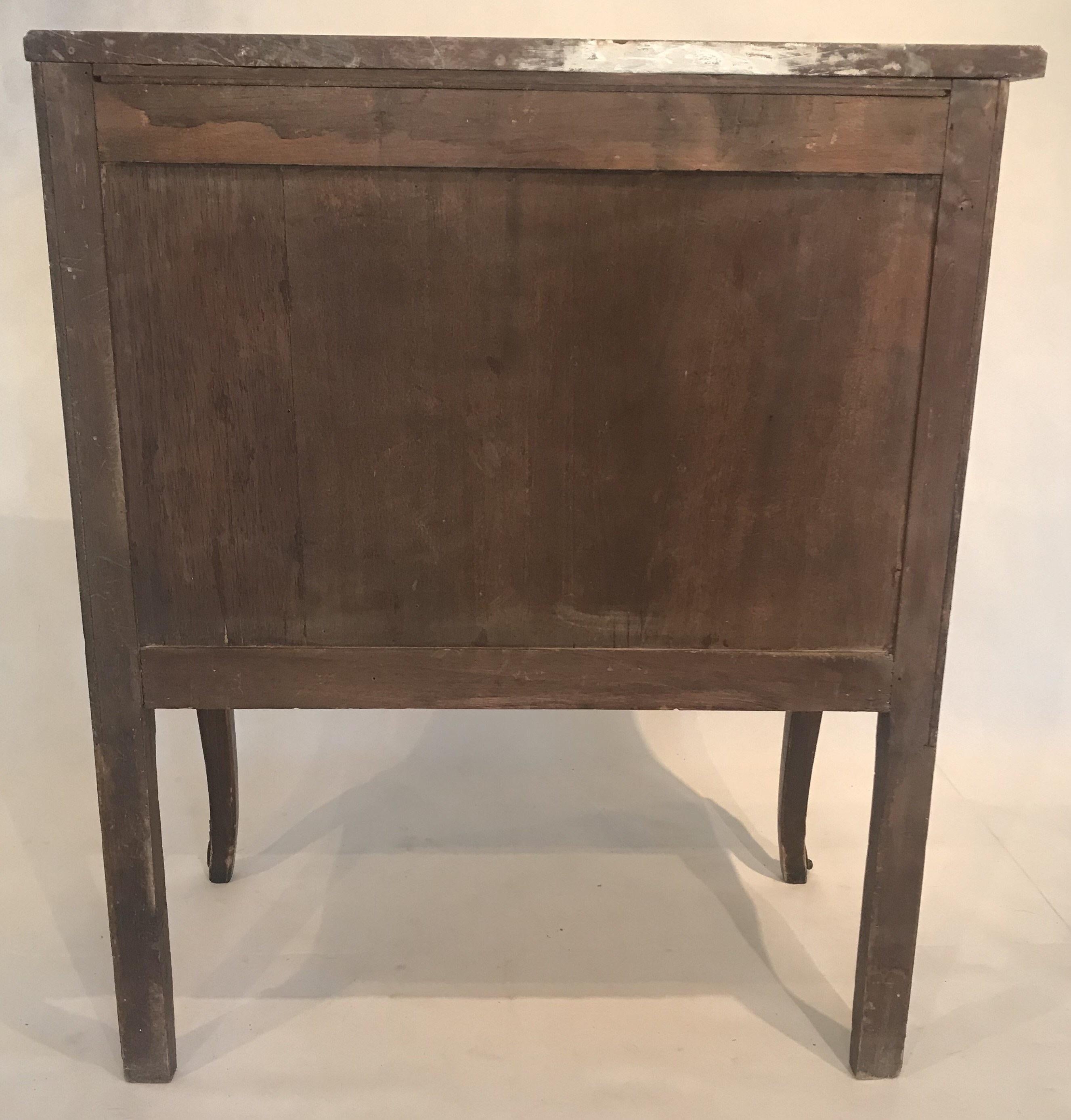 Pretty Small French Inlaid Marquetry Three-Drawer Commode with Marble Top 4