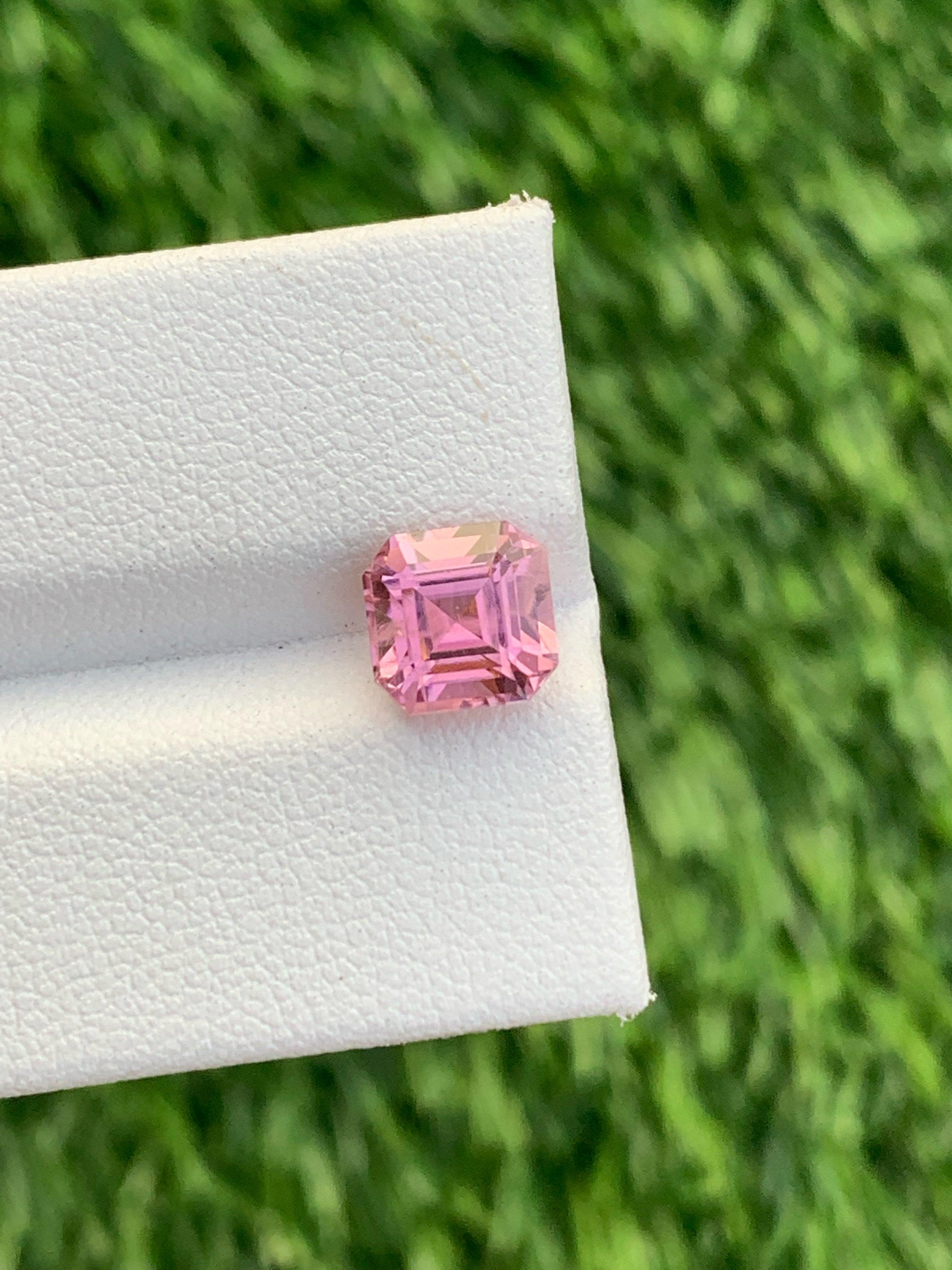Asscher Cut Pretty Soft Pink Tourmaline Gemstone 2.05 Carats Tourmaline Stone for Rings For Sale