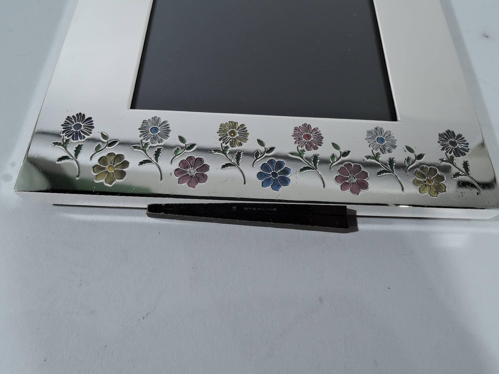 American Pretty Thomae Sterling Silver and Enamel Blossom Picture Frame