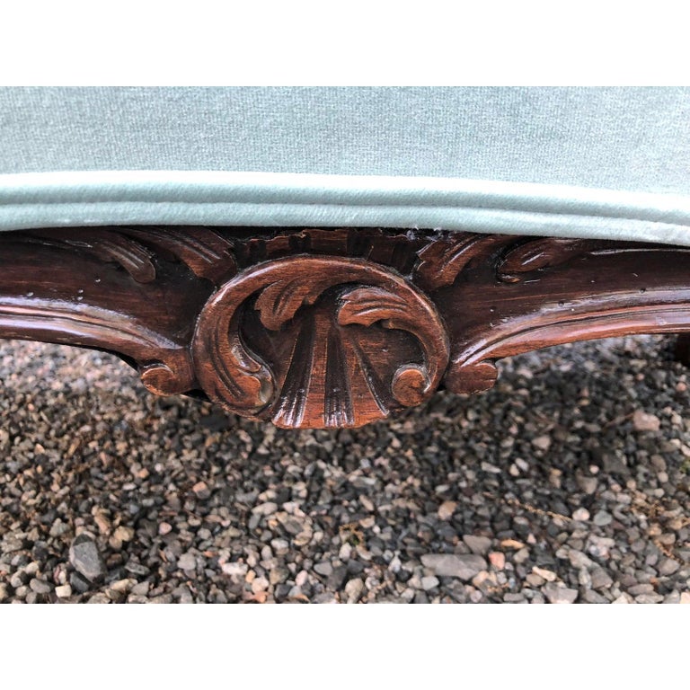 Pretty Tiffany Blue Velvet Asymmetrical Loveseat Settee at 1stDibs