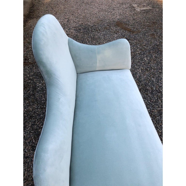 Pretty Tiffany Blue Velvet Asymmetrical Loveseat Settee at 1stDibs